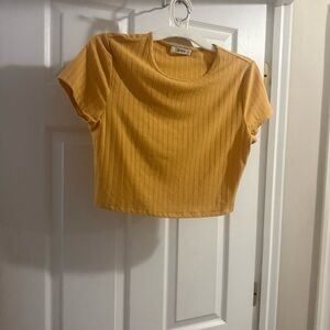 Trendy Mustard Ribbed Crop Top